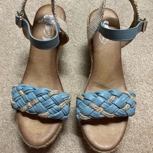NWOT Blue braided espadrille wedge sandals. Size 10
